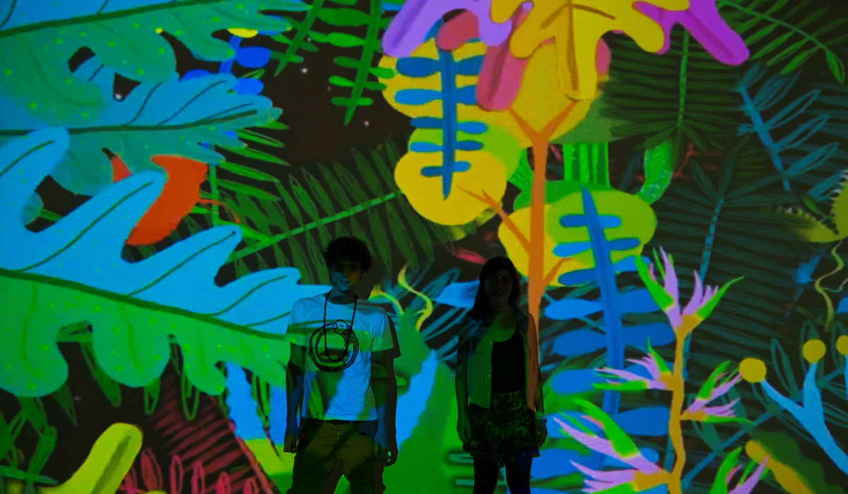VJ Suave duo over projection of Nature invades the city