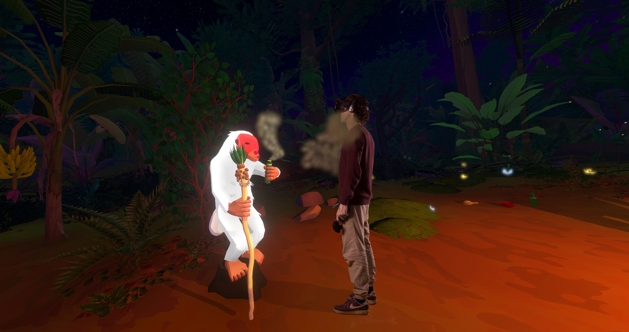 Image of VR experience - The Cacajo is giving cleansing pass to the participant inside the VR